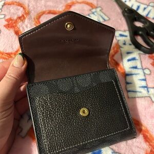 Coach Black and Brown Leather Card Holder
